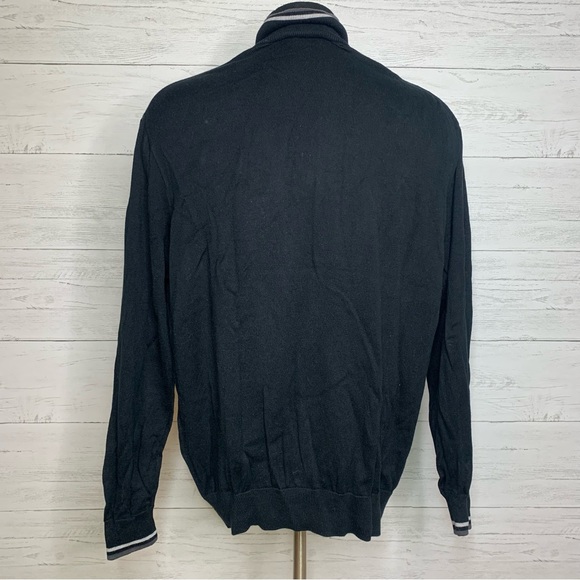 Mens Lacoste Black Quarter Zip Pullover Sweater - Picture 2 of 6